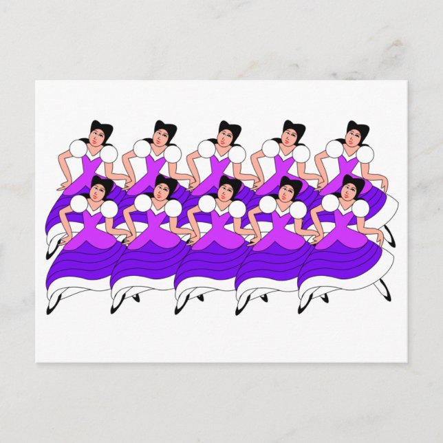 Postal 10 Damas Bailando (Anverso)