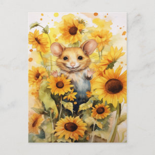 Postal 10 de 17 Ratones de jardín de girasoles