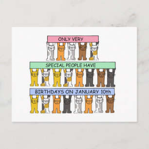 Postal 10 de enero Gatos Personalizados Cute de Cumpleaño