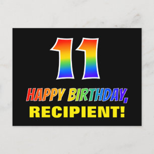 Postal 11º cumpleaños: audaz, divertido, simple, arcoiris