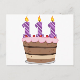 Postal 111 años en el pastel de cumpleaños