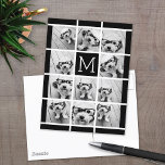 Postal 11 Collage de fotos Monograma PUEDE EDITAR COLOR<br><div class="desc">Utiliza hasta once fotos de teléfono cuadrado o selfie para crear un regalo único y personal. O puedes mantener al cachorro hipster y hacer un keepsake de moda. Si necesita ajustar las imágenes,  haga clic en la herramienta personalizar para realizar cambios.</div>