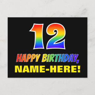 Postal 12.º cumpleaños: audaz, divertido, simple, arcoiri