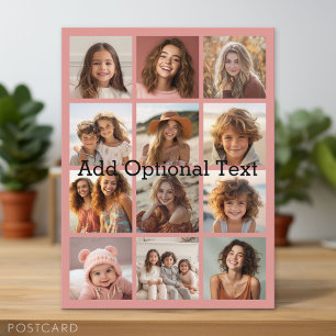 Postal 12 Collage de Fotos - Rosa Coral Pastel