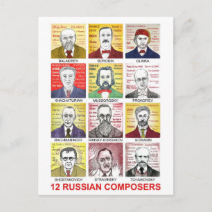 Postal 12 Compositores Rusos
