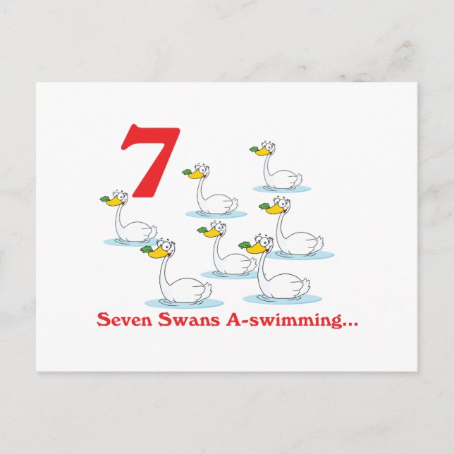 Postal 12 días siete cisnes nadando (Anverso)