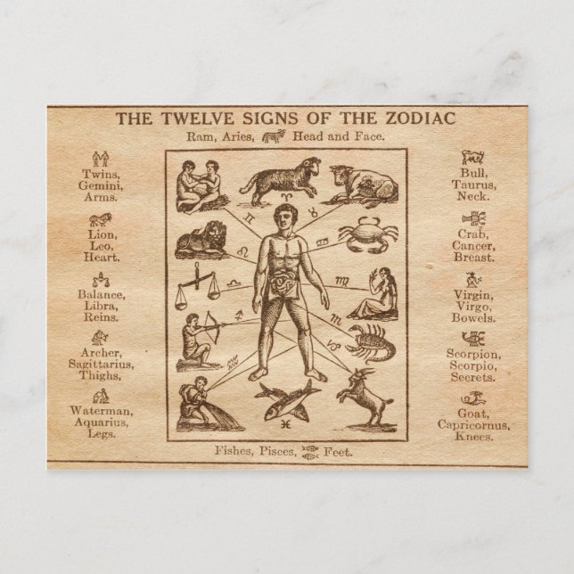 Postal 12 Rótulos de zodiaco (Anverso)