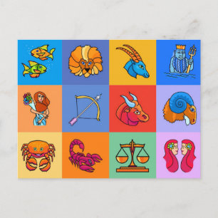 Postal 12 Signos zodiacos estilo personalizado