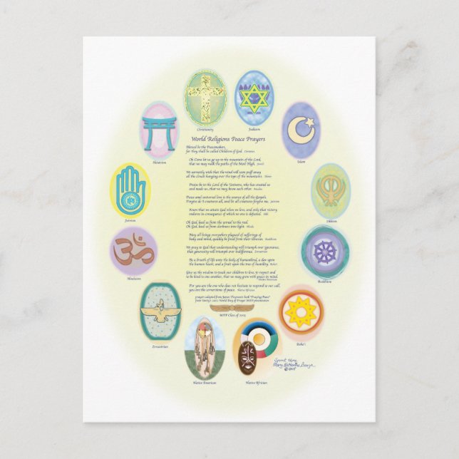 Postal 12 Símbolos religiosos y oraciones mundiales (Anverso)