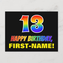 Postal 13.º cumpleaños: audaz, divertido, simple, arcoiri