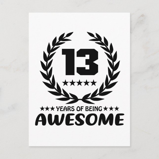 Postal 13 años siendo increíble (Anverso)