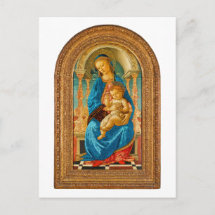 Postal 1470 Botticelli Madonna y Niño entronizados 