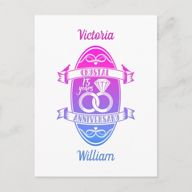 Postal 15º aniversario de los tradicionales bodas de cris (Anverso)