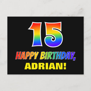 Postal 15º cumpleaños: audaz, divertido, simple, arcoiris