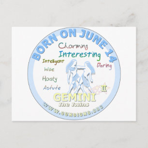 Postal 15 de junio cumpleaños - Gemini