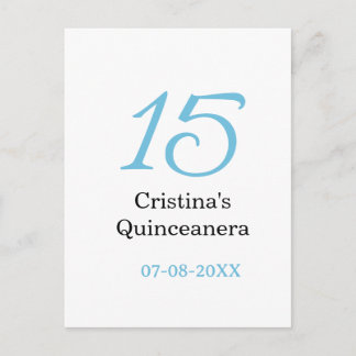 Postal 15th quinceanera birthday blue black bold letter n