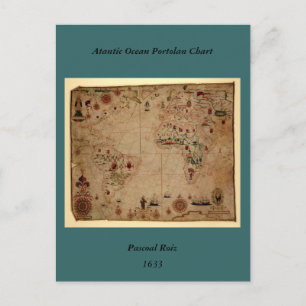 Postal 1633 Gráfico de Portolan Océano Atlántico - Pashal