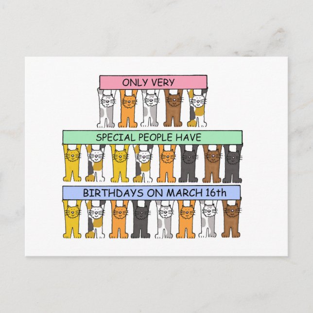 Postal 16 de marzo Gatos Personalizados de cumpleaños (Anverso)