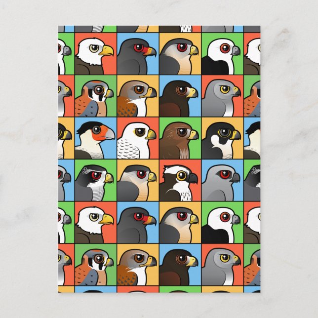 Postal 16 perfiles de raperos norteamericanos (en mosaico (Anverso)