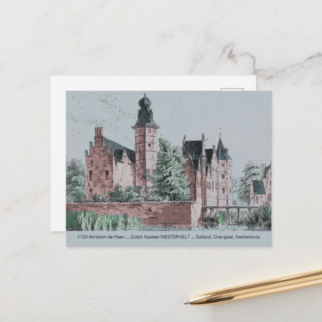 Postal 1729 A. de Haen holandés Kasteel WESTERVELT Tarjet (Anverso/Reverso In Situ)