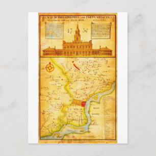 Postal 1752 1850 Mapa del montón de tala de Filadelfia E