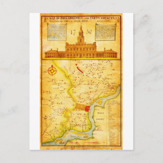 Postal 1752 1850 Mapa del montón de tala de Filadelfia E