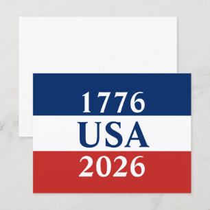 Postal 1776 USA 2026 Rojo Blanco y Azul Patriótico