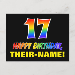 Postal 17.º cumpleaños: audaz, divertido, simple, arcoiri