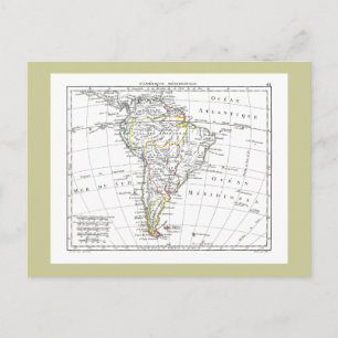 Postal 1806 mapa - L'Amérique Méridionale