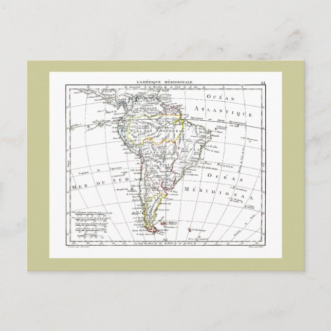 Postal 1806 mapa - L'Amérique Méridionale (Anverso)