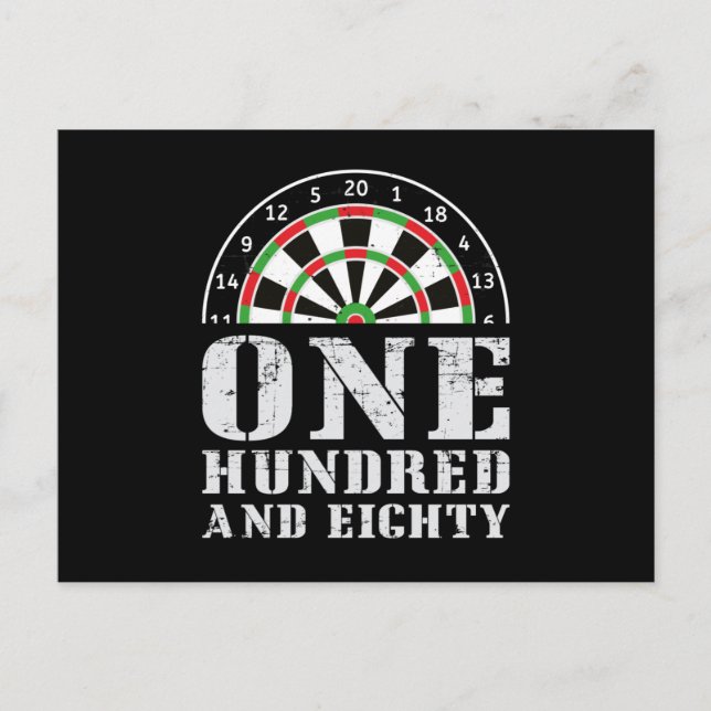 Postal 180 Darts Dart Dartboard Bullseye Arrow Gracioso R (Anverso)