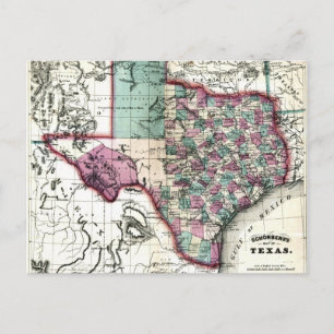 Postal 1866 Mapa Anticuario de Texas, por Schönberg & Co.