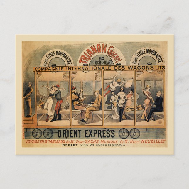 Postal 1896 Representación musical Orient Express París (Anverso)