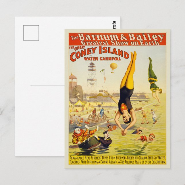 Postal 1898 Coney Island Sideshow Poster (Anverso / Reverso)
