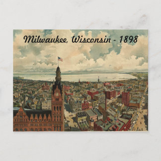 Postal 1898 Milwaukee, WI Birds Eye View Postcard!