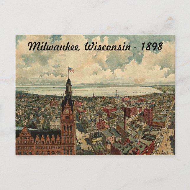 Postal 1898 Milwaukee, WI Birds Eye View Postcard! (Anverso)