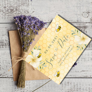 Postal 18 cumpleaños feliz abejas bumble ahorran la fecha