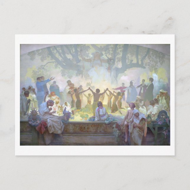 Postal #18 Juramento de Omladina bajo el árbol eslavo de  (Anverso)