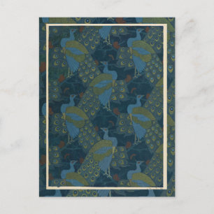 Postal 1906 Papel mural europeo de los pavos reales