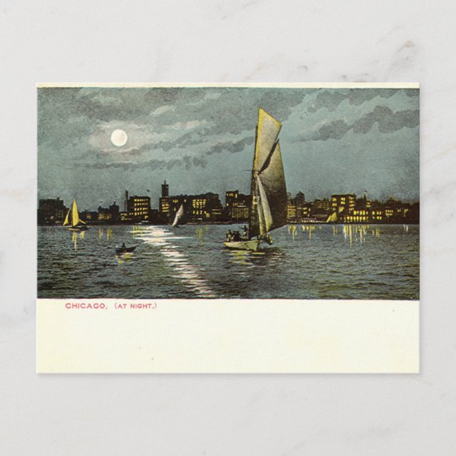 Postal 1906 Vintage Chicago de noche (Anverso)