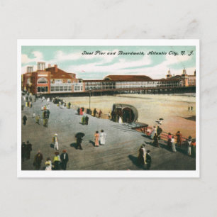 Postal 1907 Steel Pier & Boardwalk, Atlantic City, NJ Vin