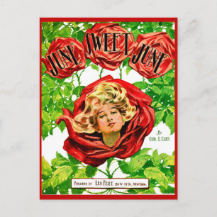 Postal 1908 Junio Portada musical de papel de junio dulce