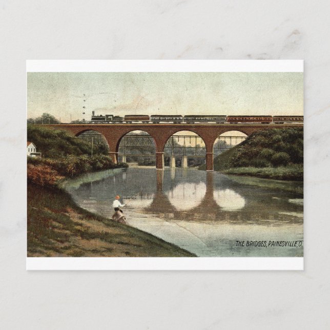 Postal 1908 The Bridges, Painesville, Ohio Vintage (Anverso)
