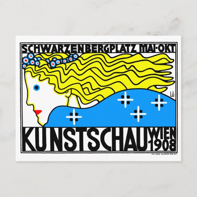 Postal 1908 Viena Art Nouveau Show Fair Maiden (Anverso)