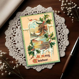 Postal 1910 Vintage Christmas Holly