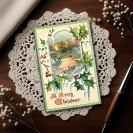 Postal 1910 Vintage Christmas Holly