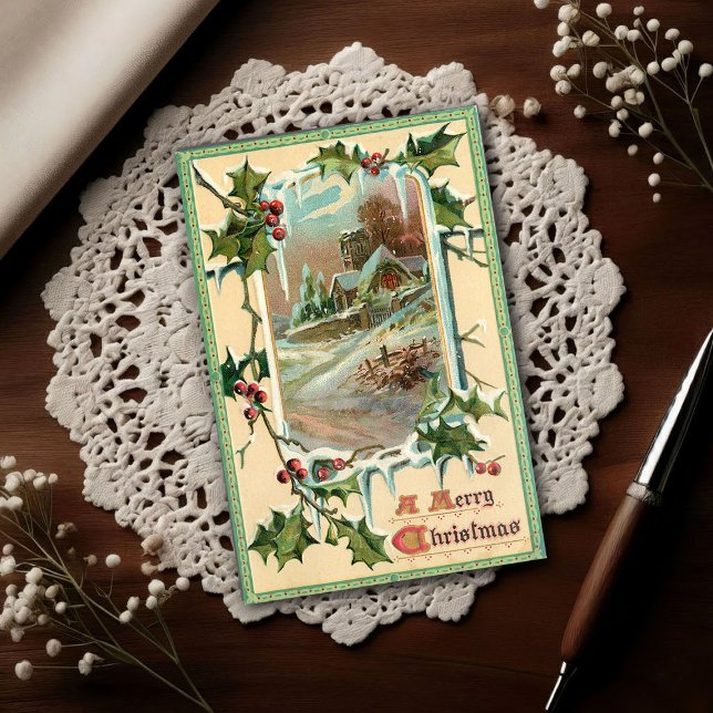 Postal 1910 Vintage Christmas Holly  (Subido por el creador)
