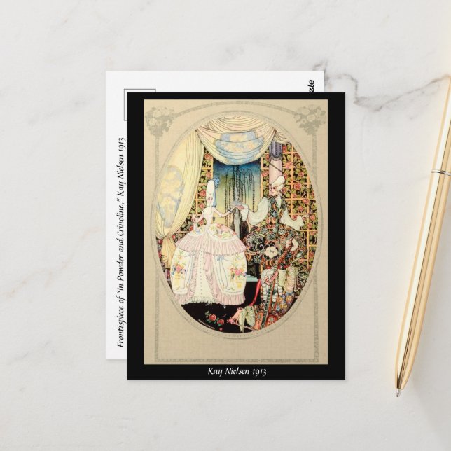 Postal 1913 Portada de "In Powder and Crinoline" (Anverso/Reverso In Situ)