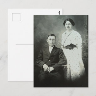 Postal 1914 Sr y Sra Hill RPPC Foto en B&W de una Pareja