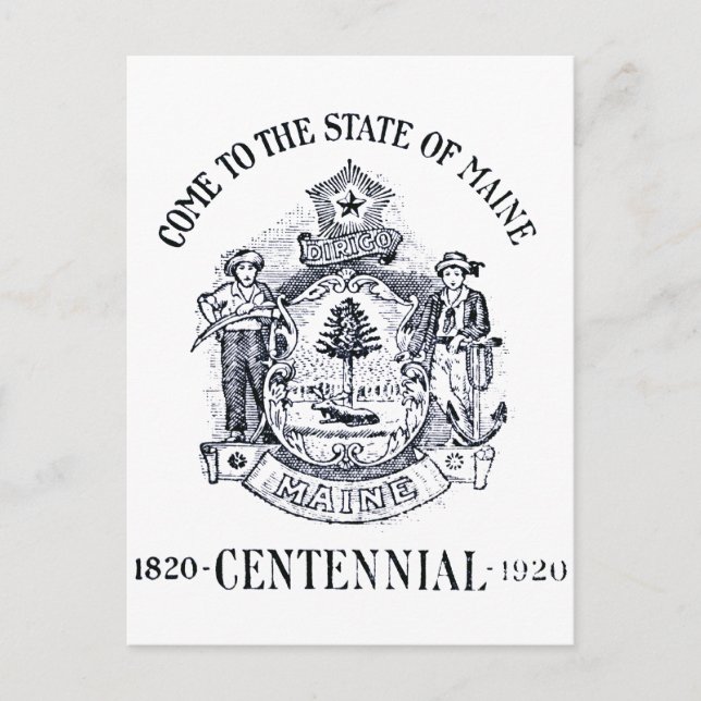 Postal 1920. Centenario del estado de Maine (Anverso)
